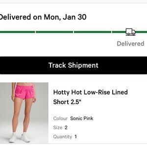 Lululemon hotty hot 2.5 shorts size 2 worn once!